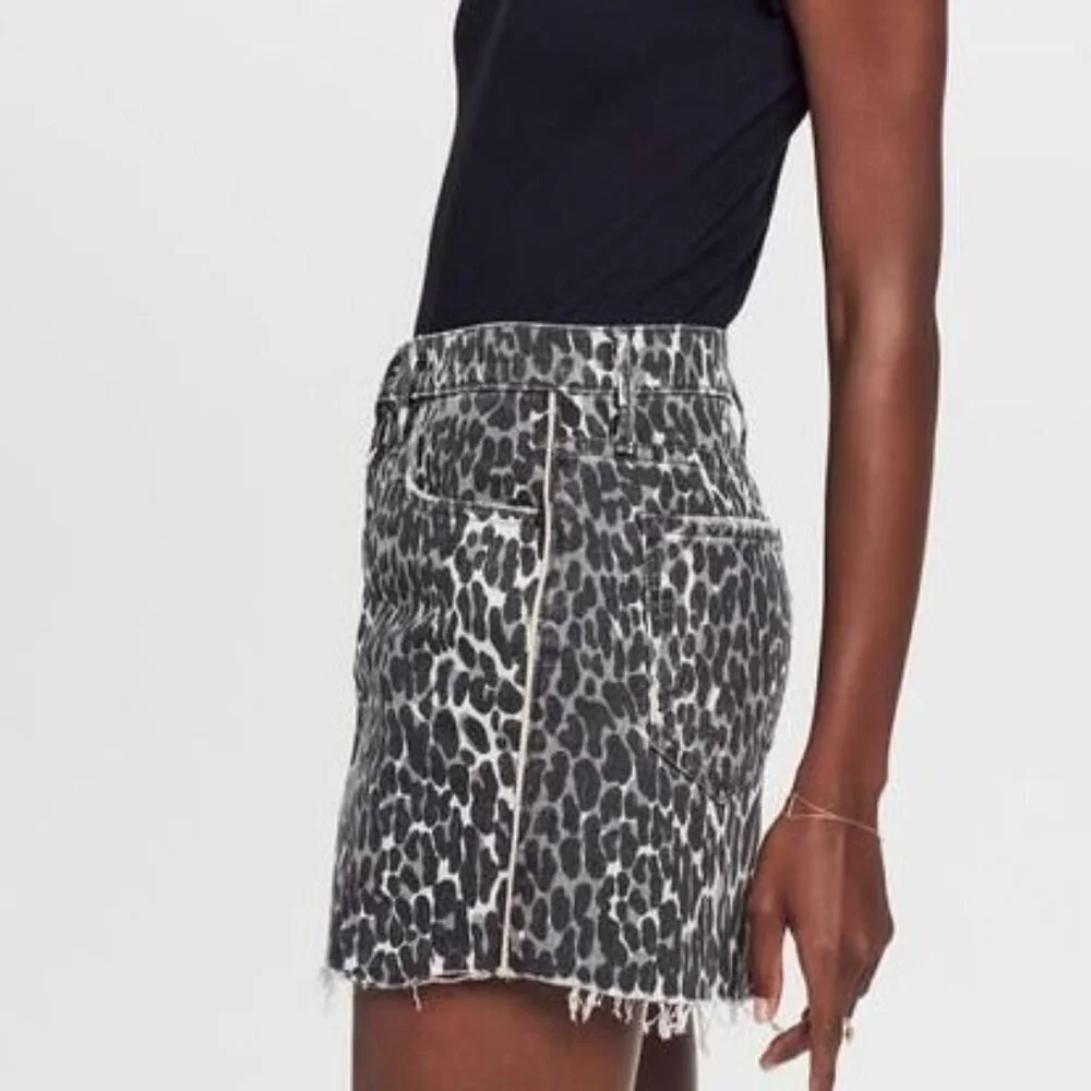 MOTHER Black and White Animal Print Skirt